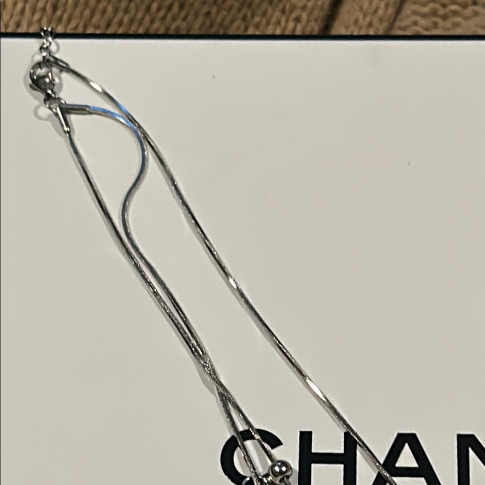 Prada Fashion  Black and Silver Logo Pendant Necklace - Picture 3 of 8